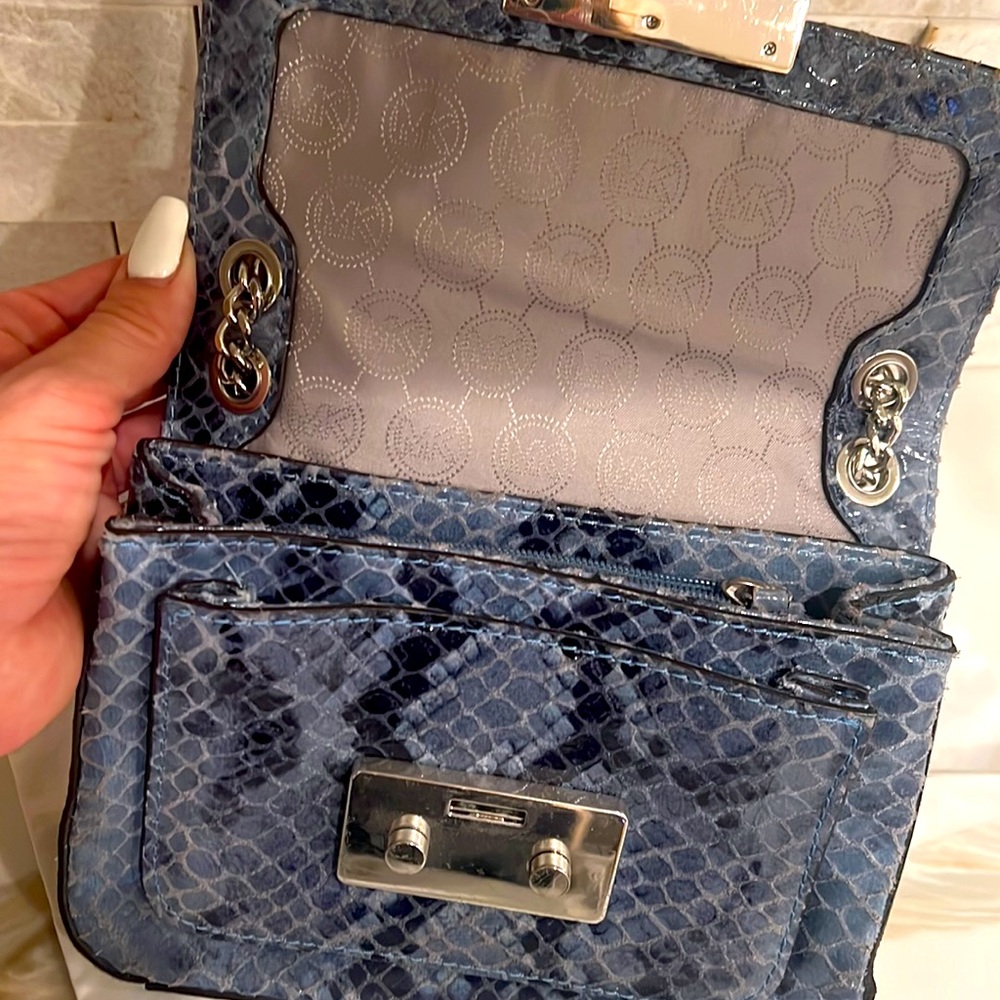 Michael Kors Studded Blue Python Purse With Rhine… - image 3